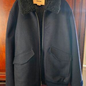 Zadig & Voltaire wool bomber coat Mens XL navy/black